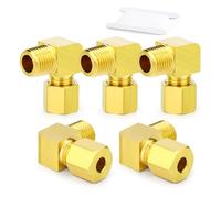 TAILONZ PNEUMATIC 5PCS Brass 90 Degree Elbow Compression Tube Pipe Fitting Connector, 6MM Tube OD x 1/4" BSP Male Connector