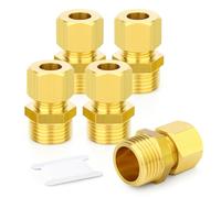 TAILONZ PNEUMATIC 5PCS Brass Compression Tube Pipe Fitting Connector, 12MM Tube OD x 3/8" BSP Male Connector