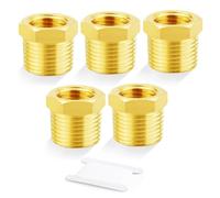 TAILONZ PNEUMATIC 5Pcs Brass Hex Reducing Bushing 1/4" BSP Male to 1/8" BSP Female Thread Pipe Fitting Adapter Straight Reducer Coupler Connector for Air Water Gas Systems