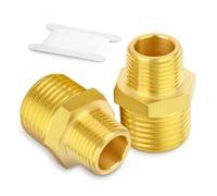 TAILONZ PNEUMATIC 5PCS Brass Pipe Fitting, Reducer Adapter, Hex Nipple, 3/8-Inch Male Pipe x 1/8-Inch Male Pipe