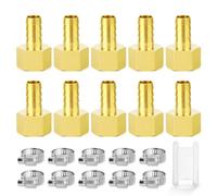 TAILONZ PNEUMATIC 6mm OD Barb x 3/8 Inch BSP Brass Female Hose Fitting Connector（Pack of 10）