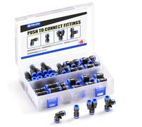 TAILONZ PNEUMATIC 6mm OD Push to Connect Fittings Pneumatic Fittings Kit 10 Spliters+10 Elbows+10 tee+10 Straight (40 pcs)