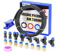 TAILONZ PNEUMATIC Black 8mm OD 5mm ID Polyurethane PU Air Hose Pipe Tube Kit 10 Meter 32.8ft