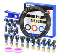 TAILONZ PNEUMATIC Black 8mm or 5/16 OD 5mm ID Polyurethane PU Air Hose Pipe Tube Kit 32 Meter 100ft