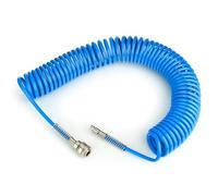 TAILONZ PNEUMATIC Blue 10M PU air Spiral Hose with 8mm Outer Diameter, (with Quick Coupling and Plug Nipple, PU Hose Material)