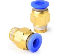 TAILONZ PNEUMATIC Blue Male Straight 12mm Tube OD x 1/4 BSP Push to Connect Fittings PC12-02 (Pack of 10)