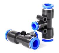 TAILONZ Pneumatic Blue Plastic Push Fit Tee Fittings - 12MM x 8MM x 12MM (Pack of 6)