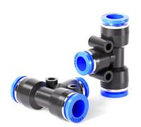 TAILONZ PNEUMATIC Blue Tee Plastic Push to Connect Fittings 3 Ways Tube Connect Push Fit 6MM-4MM-6MM (Pack of 6)