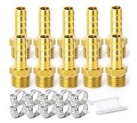 TAILONZ PNEUMATIC Brass Hose Barb Fitting -10mm Barb to 1/4 Inch Male BSP Adapter(Pack of 10)