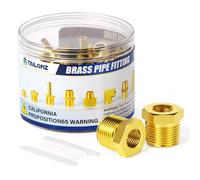 TAILONZ PNEUMATIC Brass Threaded Pipe Fitting 3/8 Inch NPT Male x 1/8 Inch NPT Female Hex Bushing Adapter (Pack of 15)
