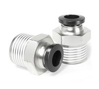 TAILONZ PNEUMATIC Copper Male Straight 12mm Tube OD x 1/2 BSP Push to Connect Fittings PC12-04 (Pack of 2)