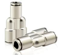 TAILONZ PNEUMATIC Copper Nickel Plating 6mm od Push to Connect Air Fittings Tee Straight Union Connect Pneumatic Fittings PY-6 (Pack of 5)