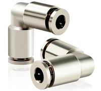 TAILONZ PNEUMATIC Copper Nickel Plating 6mm od Push to Connect Fittings Tube Elbow Fit Push Lock PV-6(Pack of 5)