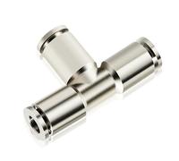 TAILONZ PNEUMATIC Copper Nickel Plating 8mm od Push to Connect Air Fittings Tee Straight Union Connect TPE-8 (Pack of 2)