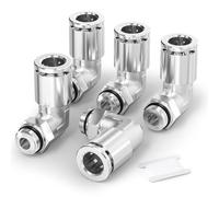 TAILONZ PNEUMATIC Elbow 6mm Tube OD x 1/8 Inch BSP Thread Push to Connect Fittings Copper Nickel Plating TPL6-01 (Pack of 5)