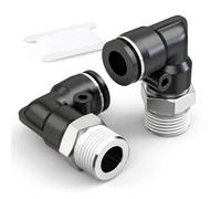 TAILONZ PNEUMATIC Male Elbow 8mm Tube OD x 3/8 Inch BSP Push to Connect Fittings PL8-03 (Pack of 10)