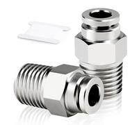 TAILONZ PNEUMATIC Male Straight 10mm Tube OD x 3/8 Inch BSP Thread Push to Connect Fittings Copper Nickel Plating TPC10-03 (Pack of 2)