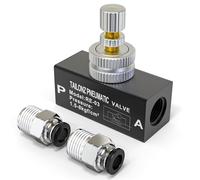 TAILONZ PNEUMATIC Pack of 5 Air Flow Control Valve with Push-to-Connect Fitting, 3/8 Inch BSP in-Line Speed Controller Union Straight RE-03