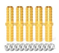 TAILONZ PNEUMATIC Union 13mm Barbed x 13mm Barbed Splicer Brass Hose Barb Fittings Mender Joiner（Pack of 5）