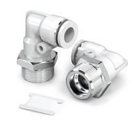 TAILONZ PNEUMATIC White Elbow Male Thread 6 mm Conduit OD x 1/2 BSP Push-in Fittings PL6-04 (Pack of 2)