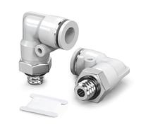 TAILONZ PNEUMATIC White Male Elbow 6mm Tube OD x M5 Thread 90 Push to Connect Fittings PL6-M5 (Pack of 2)