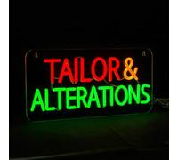 Tailor and Alterations LED Neon Sign, Suitable for Stores Offering Custom Tailoring and Alterations Services, 15.6"×7.8", High Bright Business Signboards, Durable, Easy To Install, Ideal for Store