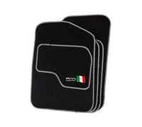 Tailor Fitted Black Classic Car Mats with 500 Logo & Silver/Black Bind Compatible with Fiat 500 2013-2018 PN.SSQ50064ST-2