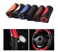 Tailor Made Microfibre Leather Car Steering Wheel Cover Protection in For all Seasons (Black)