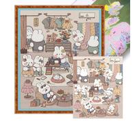 Tailor Rabbit Full 11CT DIY Stamped Embroidery Needlepoint Starter Kits
