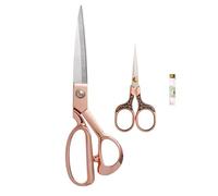 Tailor Shears Set, Dressmaking Scissors Fabric Scissors Heavy Duty Stainless Steel Sharp Shears & Soft-Grip Handle for Cutting Fabric, Clothes, Leather, Denim, Altering, Sewing - Rose Gold