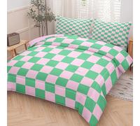Tailor Shop Green Pink Plaid Comforter Sets Full Women Men Green Checkerboard Grid Bedding Boys Girls Modern Grass Checkered Geometric Quilts Aesthetic Room Decor with 2 Pillowcases……
