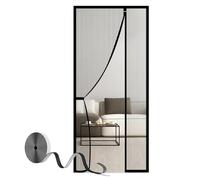 Tailorable Magnetic Fly Screen Door Black 185x245cm Full Frame Hook & Loop Auto Snap Shut Keeps Bugs Out Perfect for Home Patio and Doorways