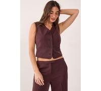 Tailored Boxy Button Through Waistcoat NastyGal Chocolate 16
