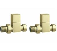 Tailored Brushed Brass Cubic Square Straight Pair Radiator/Towel Rail Valves
