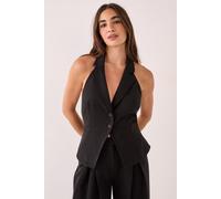 Tailored Button Detail Collared Waistcoat NastyGal Black 14