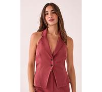 Tailored Button Detail Collared Waistcoat NastyGal Tobacco 6