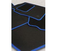 Tailored Car Mats Compatible with VW ID3 2020> Carpet Floor Mats with Anti-Slip Backing, Full Front & Rear Set (BLUE TRIM)