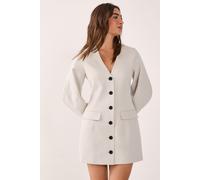 Tailored Cocoon Sleeve Button Through Mini Blazer Dress NastyGal Ecru 16