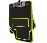 TAILORED FOR Peugeot e-208 Hatchback (2020 ONWARDS) - FULL SET OF LUXURY INTERIOR FLOOR CARPET CAR MATS - BLACK MAT + NEON YELLOW EDGING