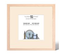 Tailored Frames 99 Solid Natural Oak 50 x 50Cm Frame for 30 x 30Cm Picture | Single Picture Frames | Wall Hanging Type | Photo Frame with Antique Mount