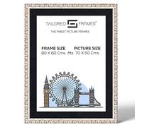 Tailored Frames Madrid Silver 80 x 60Cm Frame for 70 x 50Cm Picture | Single Picture Frames | Wall Hanging Type | Photo Frame with Black Mount