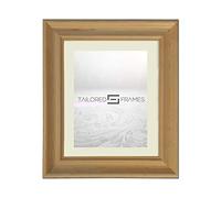 Tailored Frames Natural unfinished wood Ogee profile 14" x 12" frame to take a 12" x 10" Picture,Plastic glass MDF Back wall Hanging and Antique white mount