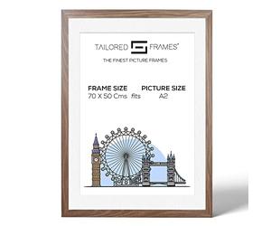 Tailored Frames Seattle Walnut 70 x 50Cm Frame for A2 Picture | Single Picture Frames | Wall Hanging Type | Photo Frame With White Mount