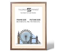 Tailored Frames Seattle Walnut 80 x 60Cm Frame for 70 x 50Cm Picture | Single Picture Frames | Wall Hanging Type | Photo Frame With Antique Mount