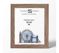 Tailored Frames Seattle Walnut Square Design 12" x 8" Single Picture Frames | Table Top & Wall Hanging Type | Photo Frame Without Mount
