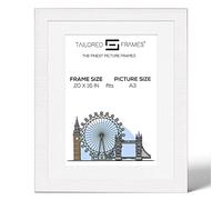 Tailored Frames Seattle White 20" x 16" Frame for A3 Picture | Single Picture Frames | Wall Hanging Type | Photo Frame With White Mount