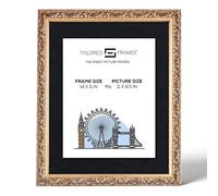 Tailored Frames Vienna Gold 14" x 11" Frame for 11" x 8.5" Picture | Rustic Style Vintage Single Picture Frame | Wall Hanging Type | Photo Frame with Black Mount