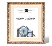 Tailored Frames Vienna Gold 14" x 12" Frame for 30 x 24 Cm Picture | Rustic Style Vintage Single Picture Frame | Wall Hanging Type | Photo Frame with Antique White Mount