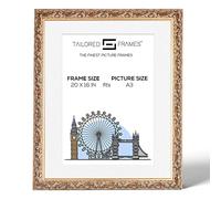 Tailored Frames Vienna Gold 20" x 16" Frame for A3 Picture | Rustic Style Vintage Single Picture Frame | Wall Hanging Type | Photo Frame with White Mount