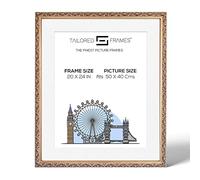 Tailored Frames Vienna Gold 20" x 24" Frame for 50 x 40 Cm Picture | Rustic Style Vintage Single Picture Frame | Wall Hanging Type | Photo Frame with White Mount